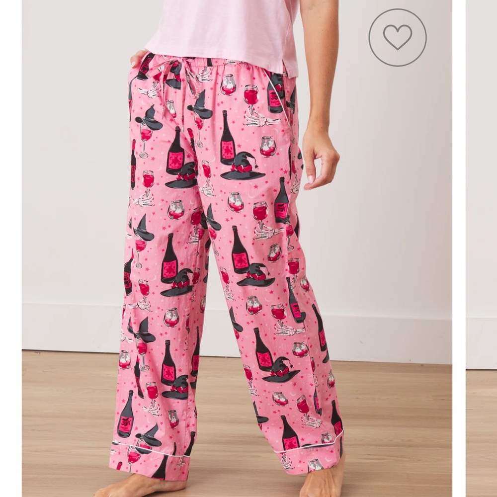 Pink Wine-Themed Pajama Pants
